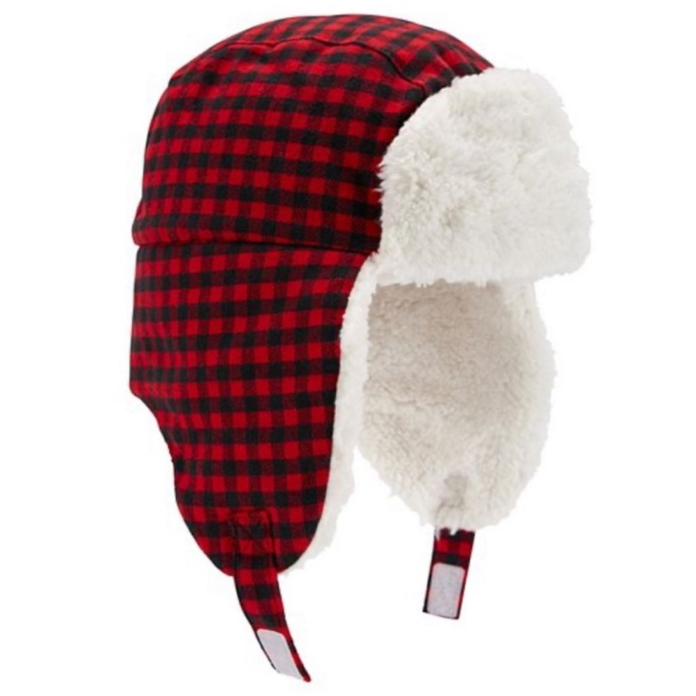 Like new Carter’s gingham unisex Sherpa trapper hat